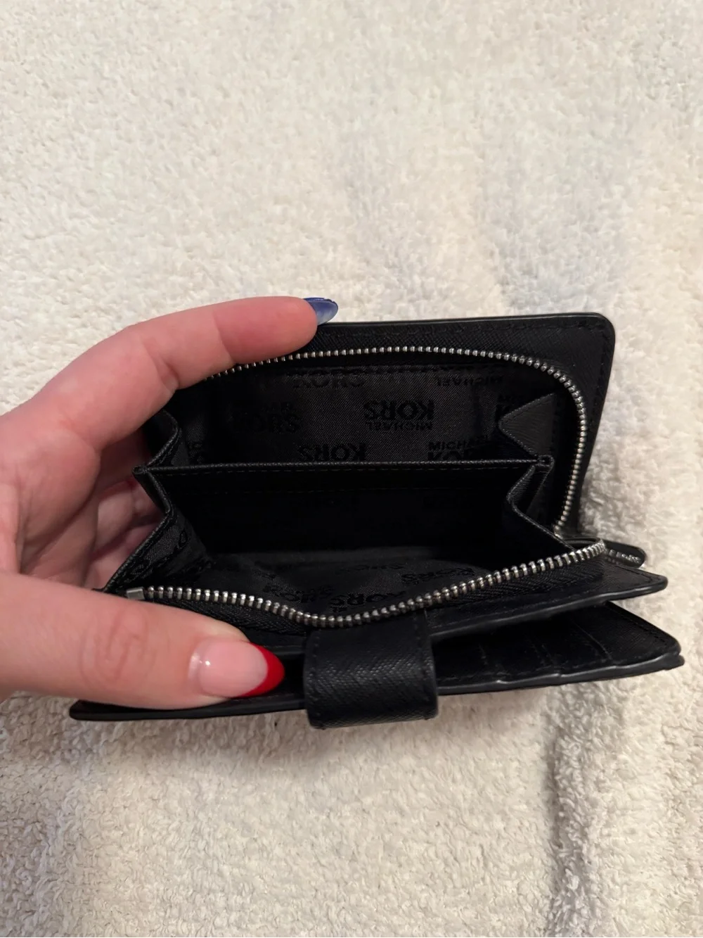 Michael Kors Black Saffiano Leather Card Wallet with Gold Logo